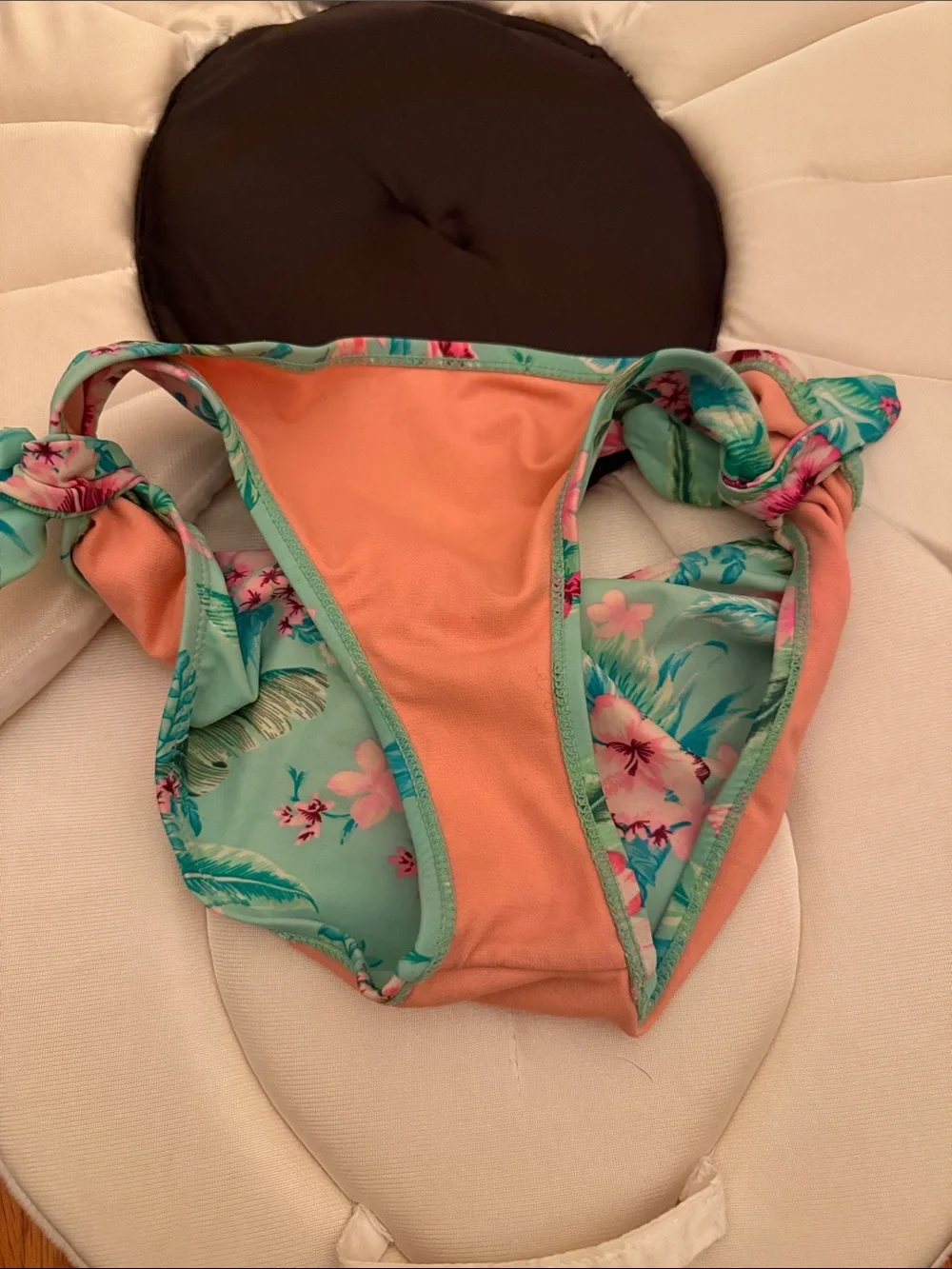 Breaking Waves Floral Tie-Side Bikini Bottoms Mint‎ & Coral Girls Size 12